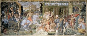 प्रोस्पेरो फोंटाना (1512-1597), फ्रेस्को, हॉल, पलाज़िना डेला वियोला, बोलोग्ना, इटली द्वारा पोप सिल्वेस्टर और सम्राट कॉन्सटेंटाइन की कहानियां