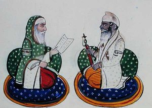 फकीर नूर-उद-दीन और सरदार अतर सिंह, c.1890 (कागज पर पानी के रंग का)