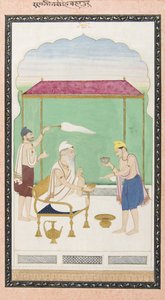 रणजीत सिंह ने एक सोने की कुर्सी पर बैठा, एक मोर्चरी-बियरर द्वारा भाग लिया, c.1830