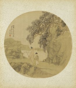 आंकड़ों के साथ लैंडस्केप, 1883 द्वारा किंग राजवंश चीनी स्कूल