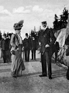 नॉर्वे के राजा हाकोन सातवीं 1872-1957 अपनी पत्नी रानी मौद 869-1938, 1908 के साथ।