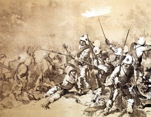 1896 में क्यू सेनी द्वारा इटालियंस और इथियोपिया के बीच अदौआ की लड़ाई। एसडी लगभग 1896. द्वारा क्विंटो सेनि