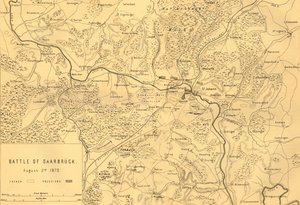सारब्रुकेन की लड़ाई का नक्शा, 2 अगस्त 1870, c1872। द्वारा आर वाकर