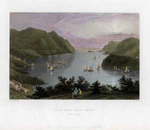 हडसन नदी को पश्चिम बिंदु, यूएसए, 1837 से देखा गया।