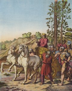 हेरोदेस महान रोमनों के एक जागीरदार के रूप में यहूदिया का राजा बन गया (रंग लिथो) द्वारा राफेल के बाद