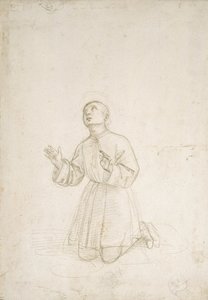 एक युवा का घुटना टेककर चित्र, c.1503 (सफेद तैयारी पर सिल्वरपॉइंट) द्वारा राफेल