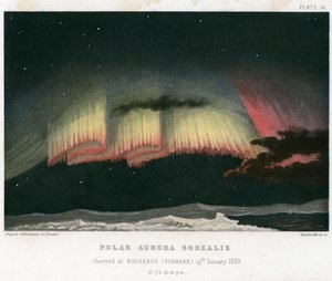 ऑरोरा बोरेलिस या नॉर्दर्न लाइट्स, कर्टेन फॉर्म 1839. [1872] द्वारा डकैती