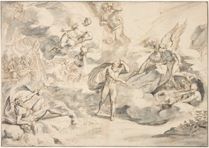 Aeolus Obeying Junos कमांड एक तूफान बनाने के लिए, c.1683-84 (कागज पर धोने के साथ कलम और स्याही)