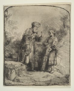 अब्राहम और इसहाक, 1645। द्वारा रिमब्रांड वैन रिजन