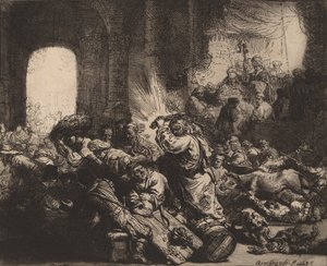 1635 में मंदिर से मनी चेंजर्स को ड्राइव करते हुए क्राइस्ट। द्वारा रिमब्रांड वैन रिजन