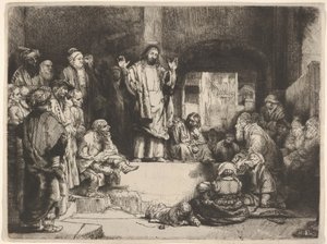 क्राइस्ट उपदेश, ला पेटाइट टॉमबे, सीए। 1657। द्वारा रिमब्रांड वैन रिजन