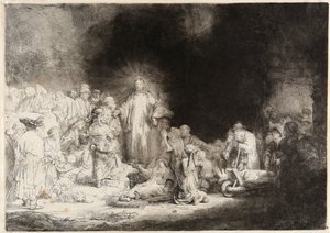 क्राइस्ट हींग द हंड्रेड गिल्डर प्रिंट का इलाज करते हैं द्वारा रिमब्रांड वैन रिजन