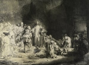 बीमारों को चंगा करने वाला मसीह: &39;हंड्रेड गिल्डर प्रिंट&39;, सी। 1649 (नक़्क़ाशी, ड्राईपॉइंट, और उत्कीर्णन) द्वारा रिमब्रांड वैन रिजन