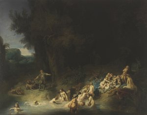 डायना एक्टेयॉन और कैलिस्टो के साथ, 1634 द्वारा रिमब्रांड वैन रिजन