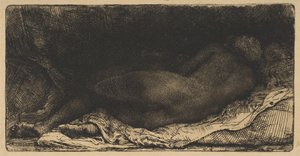 रेकिंग फीमेल न्यूड, 1658। द्वारा रिमब्रांड वैन रिजन