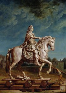1669 में 1669 के बाद कॉनक्युइन ऑफ़ द कन्यूकिन्स में कार्यशाला से लुई XIV की अश्वारोही प्रतिमा का परिवहन