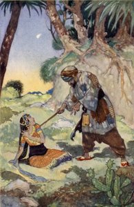 उसने उसे इतनी बुरी तरह से पीटना शुरू कर दिया कि वह मदद के लिए चिल्लाई (कलर लिथो) द्वारा रेने बुल