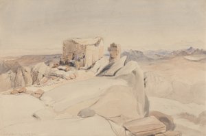 माउंट सिनाई या जेबेल मूसा का शिखर सम्मेलन, 1840 (बेज वॉन पेपर पर ग्रेफाइट और बॉडीकोल
