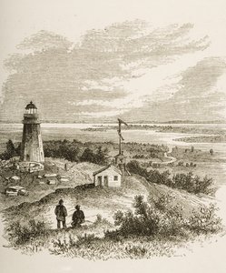 1870 के दशक में प्रकाश स्तंभ से देखा गया सैंडी हुक न्यू जर्सी, c.1880