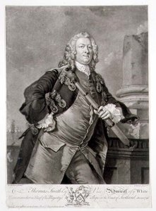 जॉन फेबर (1684-1756) 1746 (उत्कीर्णन) द्वारा उत्कीर्ण एडमिरल थॉमस स्मिथ (डी.1762) व्हाइट के वाइस-एडमिरल का पोर्ट्रेट द्वारा रिचर्ड (बाद) विल्सन