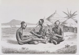 शूली ब्लैक प्लेइंग म्यूजिक, 'द हिस्ट्री ऑफ मैनकाइंड' से, खंड III, प्रोफेसर फ्रेडरिक रैटजेल द्वारा, 1898