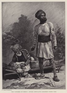 दया के खतरे, भारतीय एम्बुलेंस वाहक आग के नीचे (लिथो) द्वारा रिचर्ड कैटन II (बाद में) वुडविले