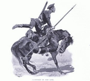 लाइन का एक कोस, चित्रण रुसो-जापानी युद्ध खंड 1 का इतिहास, c.1900 द्वारा रिचर्ड केटन वुडविले