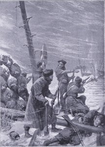 चंचुस द्वारा रेलवे पर हमला, रूसो-जापानी युद्ध खंड 1 का इतिहास, सी .900 से चित्रण द्वारा रिचर्ड केटन वुडविले