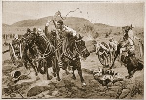 फील्ड आर्टिलरी एक्शन में आ रही है, &39;उन्नीसवीं शताब्दी की लड़ाइयों से चित्रण, वॉल्यूम। VI: 1899-1900 का बोअर युद्ध &39;आर्चीबाल्ड फोर्ब्स, जीए हेंटी और मेजर आर्थर ग्रिफ़िथ द्वारा द्वारा रिचर्ड केटन वुडविले