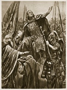 &39;द इलस्ट्रेटेड लंदन न्यूज&39;, 1902 से किंग्स्टन-ऑन-थेम्स, व्हाट्सुनडे में उनकी ताजपोशी पर एडवर्ड द एल्डर की ऊंचाई द्वारा रिचर्ड केटन वुडविले