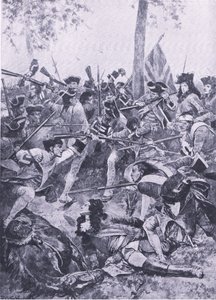 रामिल्स की लड़ाई, 23 मई 1706: आयरिश रेजिमेंट का हमला, ब्रिटिश बैटल ऑन लैंड एंड सी से चित्रण, 1915 द्वारा रिचर्ड केटन वुडविले जूनियर