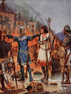 FitzStephen ने अपने बोट्स, 1169 को जलाया, &39;हचिंसन की कहानी ब्रिटिश नेशन की कहानी&39;, c.1923 द्वारा रिचर्ड केटन वुडविले जूनियर