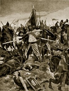 एवशम में डी मोंटफोर्ट का आखिरी स्टैंड, &39;हचिन्सन की कहानी ब्रिटिश नेशन की कहानी&39;, c.1920 द्वारा रिचर्ड केटन वुडविले जूनियर