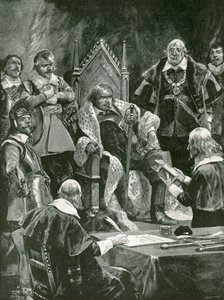 भगवान रक्षक के रूप में ओलिवर क्रॉमवेल के उद्घाटन पर बाइबिल की प्रस्तुति द्वारा रिचर्ड केटन वुडविले जूनियर
