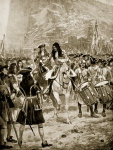 अंग्रेजी में जिब्राल्टर का आत्मसमर्पण, 24 जुलाई 1704, &39;हचिंसन की कहानी ब्रिटिश राष्ट्र की कहानी&39;, c.1923 द्वारा रिचर्ड केटन वुडविले जूनियर