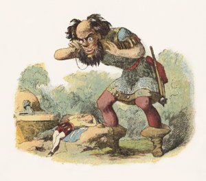 जैक द जाइंट किलर के लिए चित्रण (कलर लिथो) द्वारा रिचर्ड डॉयल