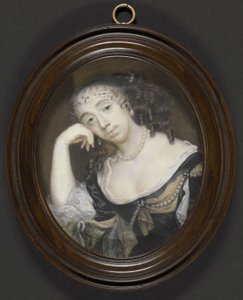एलिजाबेथ डॉर्मर, कार्नरवॉन की गणना (d.1677) (नी कैपेल), c.1665 (कार्ड पर रखी वेल्लम पर बॉडीकोलर)