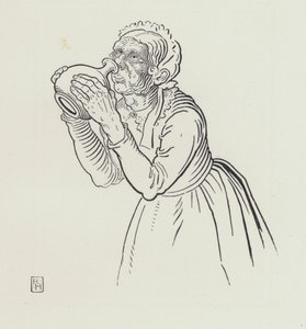 बूढ़ी औरत और शराब जार (उत्कीर्णन)
