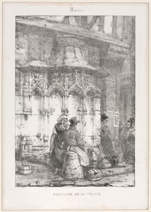 वास्तुकला के अवशेष और टुकड़े: रूयन - ला क्रॉसे का फव्वारा, 1827। द्वारा रिचर्ड पार्क्स बोनिंगटन