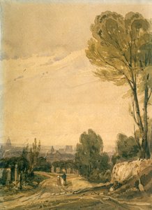 पेरिस को Pere Lachaise कब्रिस्तान से देखा गया, c1825 द्वारा रिचर्ड पार्क्स बोनिंगटन