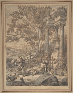 सिल्वियो डोरिंडा के पास जाता है जिसे उसने एक तीर से घायल किया है..., ca. 1700.