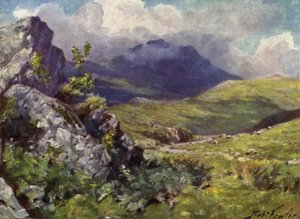 Moelwyn का दृश्य (रंग लिथो) द्वारा रॉबर्ट (बाद में) फाउलर