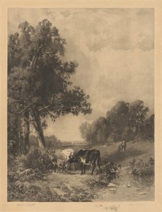 शीर्षकहीन (गाय और बछड़े एक धारा के पास) द्वारा रॉबर्ट ए. आइचेलबर्गर