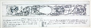 एंड पेपर के लिए डिज़ाइन, c.1895 (कागज पर कलम और स्याही) द्वारा रॉबर्ट अनिंग बेल