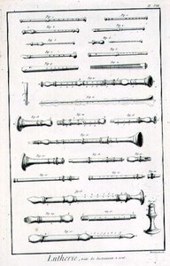 प्लेट VIII: डेनिस डाइडरोट (1713-84) और जीन ले रोंड डी'अलेम्बर्ट (1717-83) के विश्वकोश से पवन उपकरण द्वारा रॉबर्ट बेनार्ड