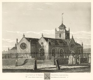सेंट पॉल, शादवेल, लंदन का उत्तर पूर्वी दृश्य, 1819 में लिया गया द्वारा रॉबर्ट ब्लेमेल श्नेबेलबी