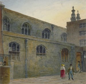 1820 में लंदन शहर के कटथ्रोट गली का प्रवेश द्वार दिखाते हुए गिल्डहॉल चैपल का उत्तर की ओर