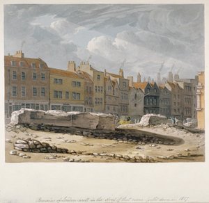 लंदन की दीवार के अवशेष जो 1817 में गिराए गए थे, सिटी ऑफ़ लंदन, 1817