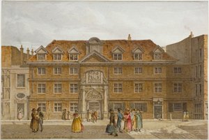 किंग स्ट्रीट, लंदन शहर, 1819 में ब्लैकवेल हॉल का दृश्य।