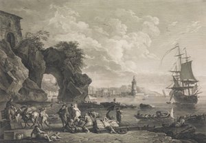 1785 में नेपल्स के पास पॉसिलीप का दृश्य। द्वारा रॉबर्ट डौडेट